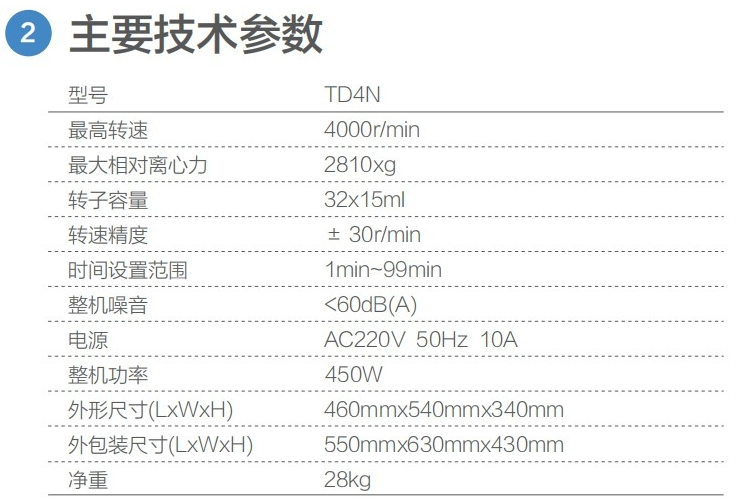 TD4N離心機技術(shù)參數(shù)